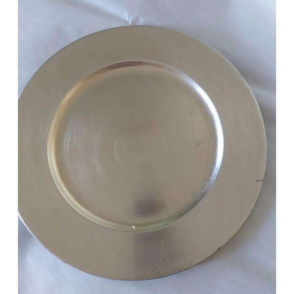 NEW Set of 11 Pottery Barn Brushed Gold Distressed Charger Dinner Plates - Picture 2 of 9